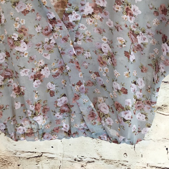 Blue Bird Sheer Floral Chiffon and Lace Top - Picture 8 of 8